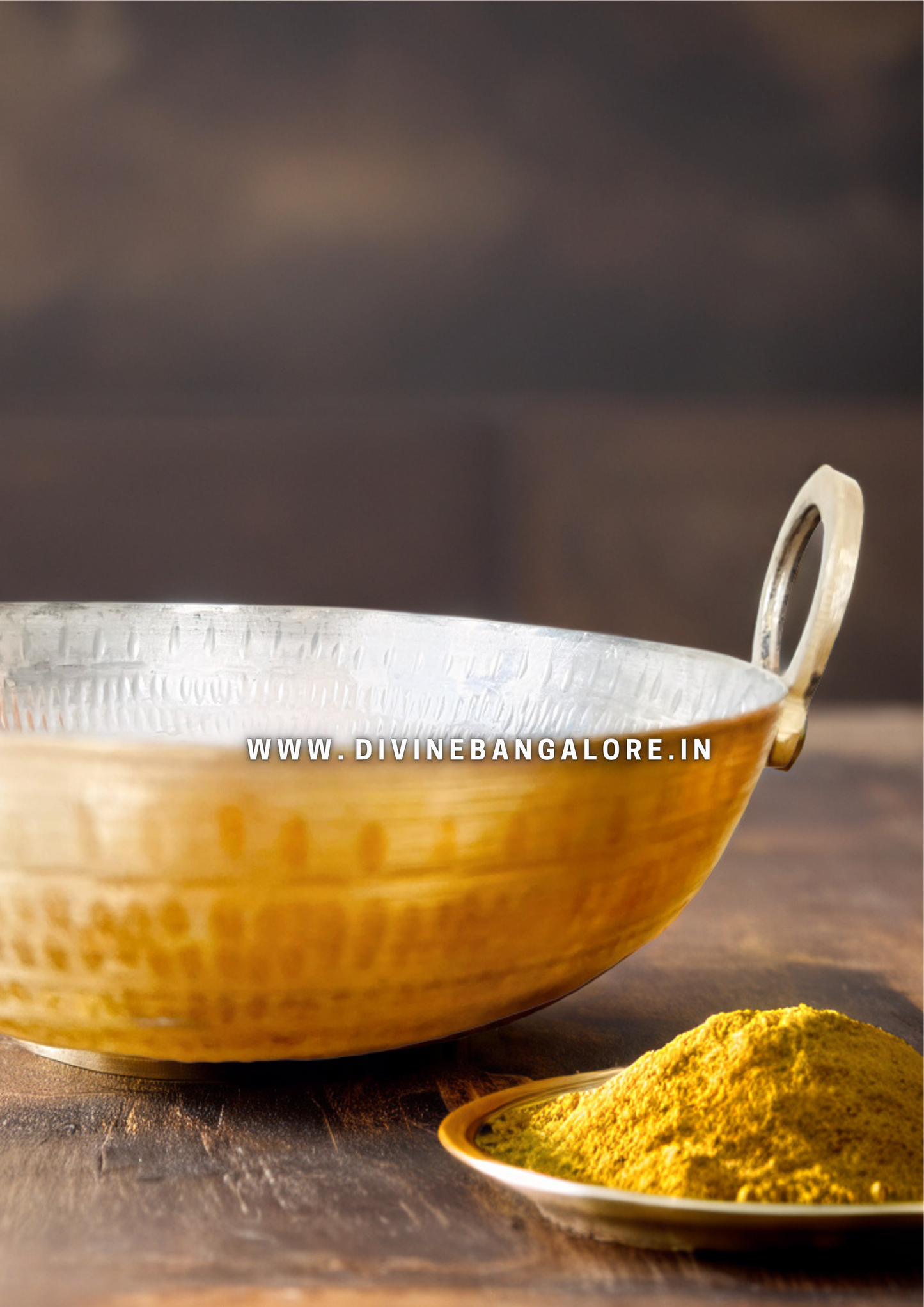 Flat Base Hammered Brass Kadhai - Tin(Kalai) Coated