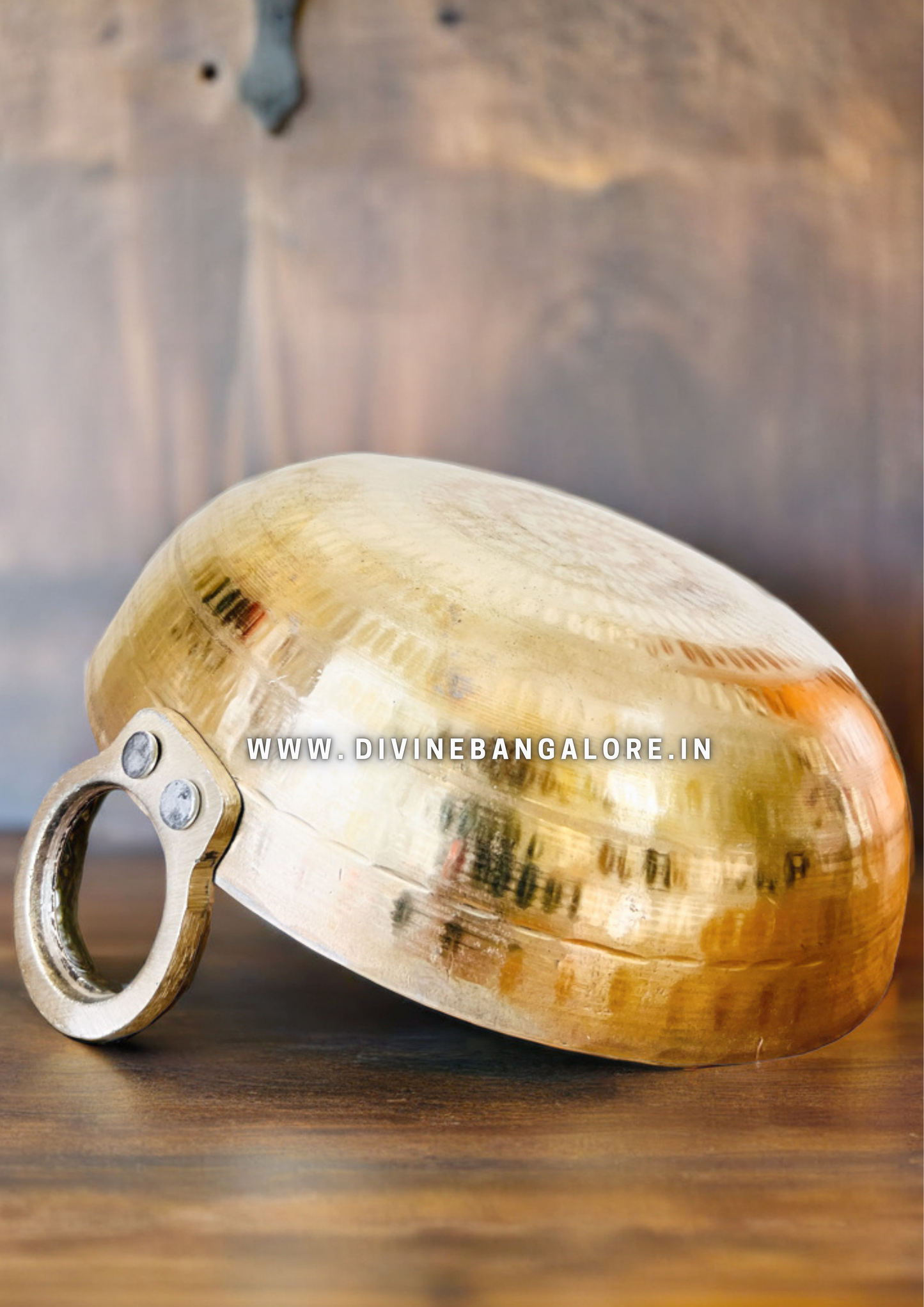 Flat Base Hammered Brass Kadhai - Tin(Kalai) Coated