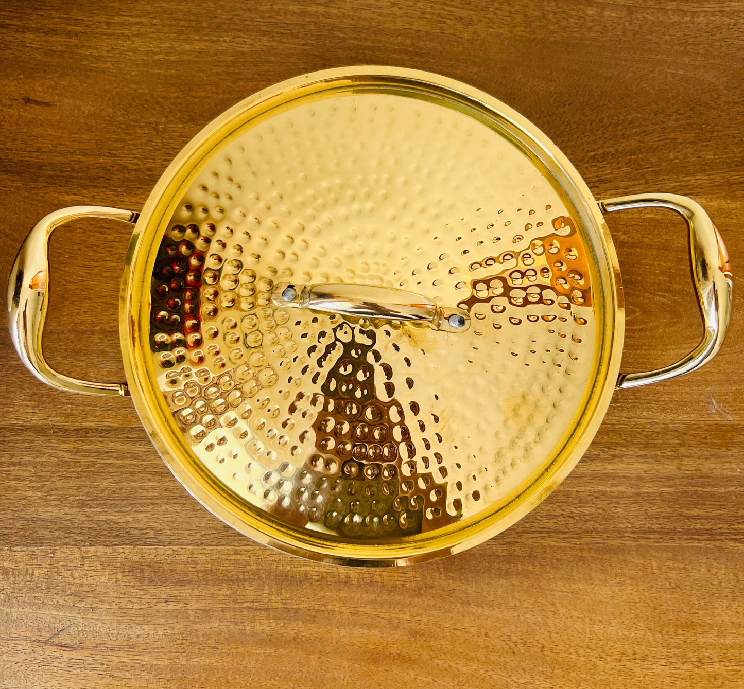 Hammered Brass Kadhai with Lid- Tin(Kalai) Coated