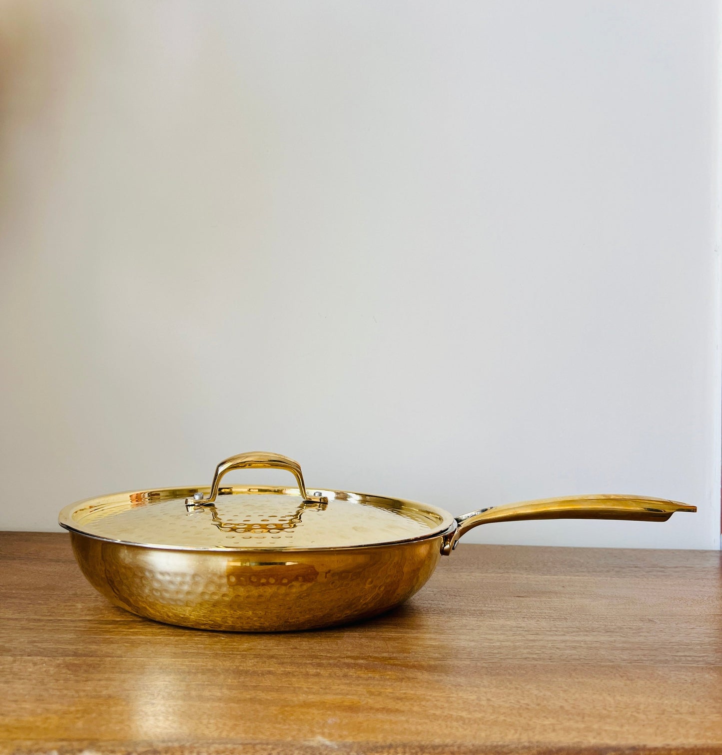 Hammered Brass Pan with Lid- Tin(Kalai) Coated