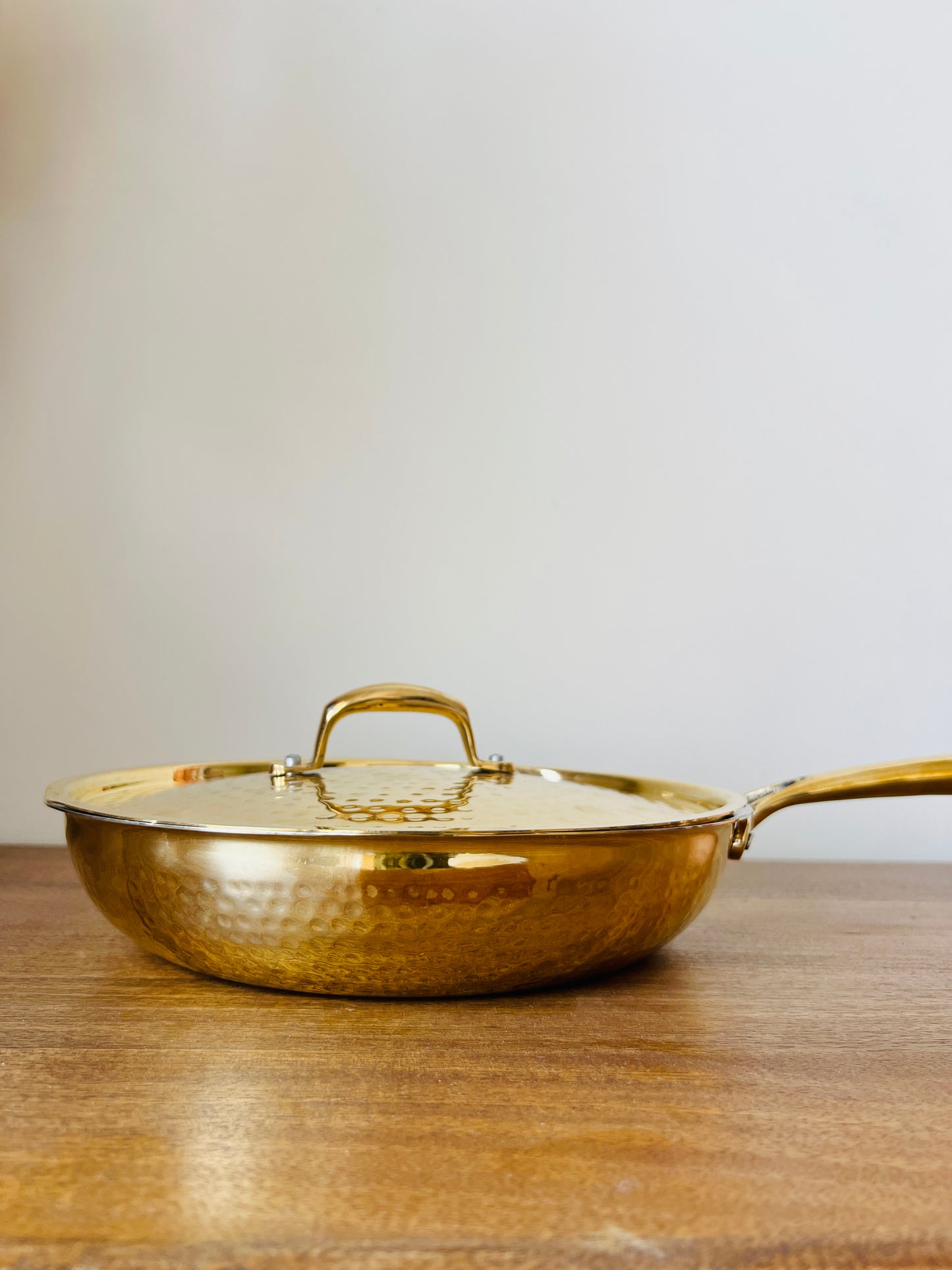 Hammered Brass Pan with Lid- Tin(Kalai) Coated