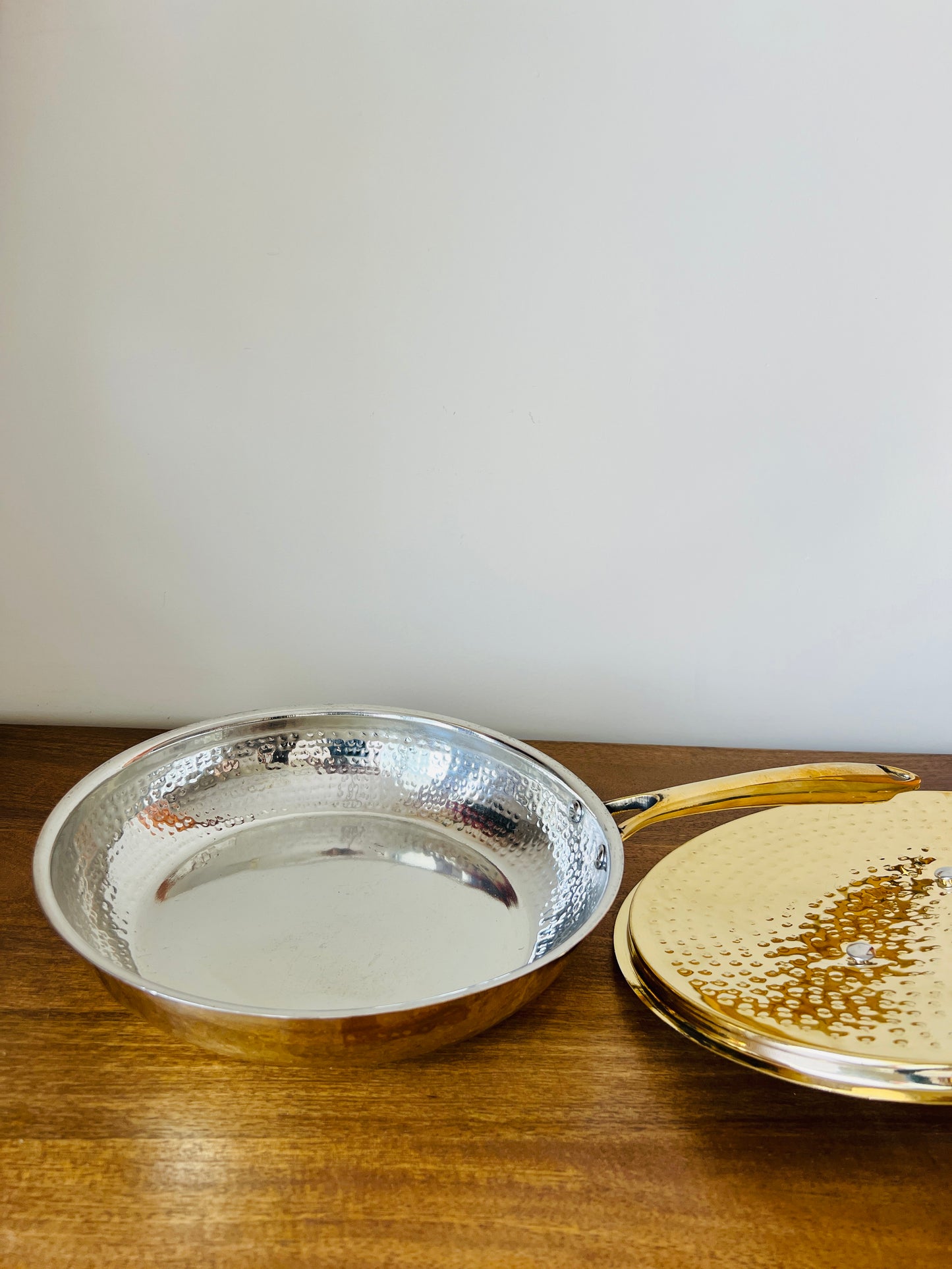 Hammered Brass Pan with Lid- Tin(Kalai) Coated
