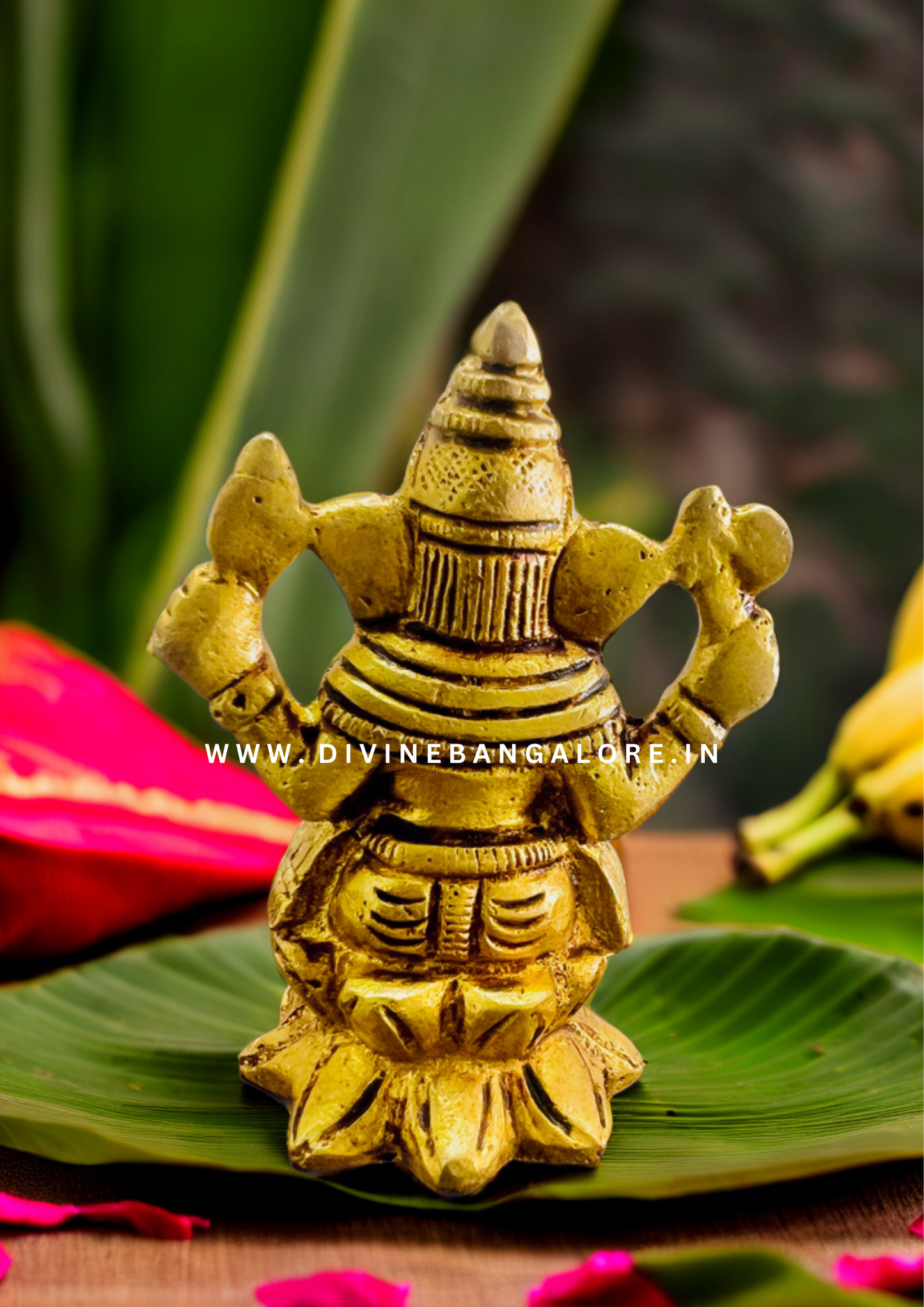 Handcrafted Antique Brass Ganapati Seated on Lotus