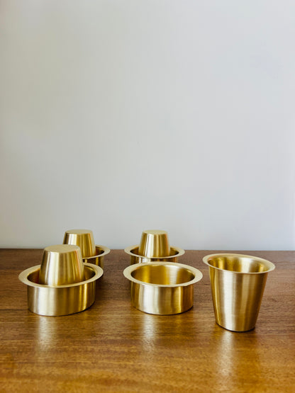 Brass Filter Coffee Cups and Bowls - Set of 4