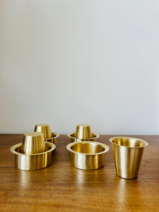 Brass Filter Coffee Cups and Bowls - Set of 4